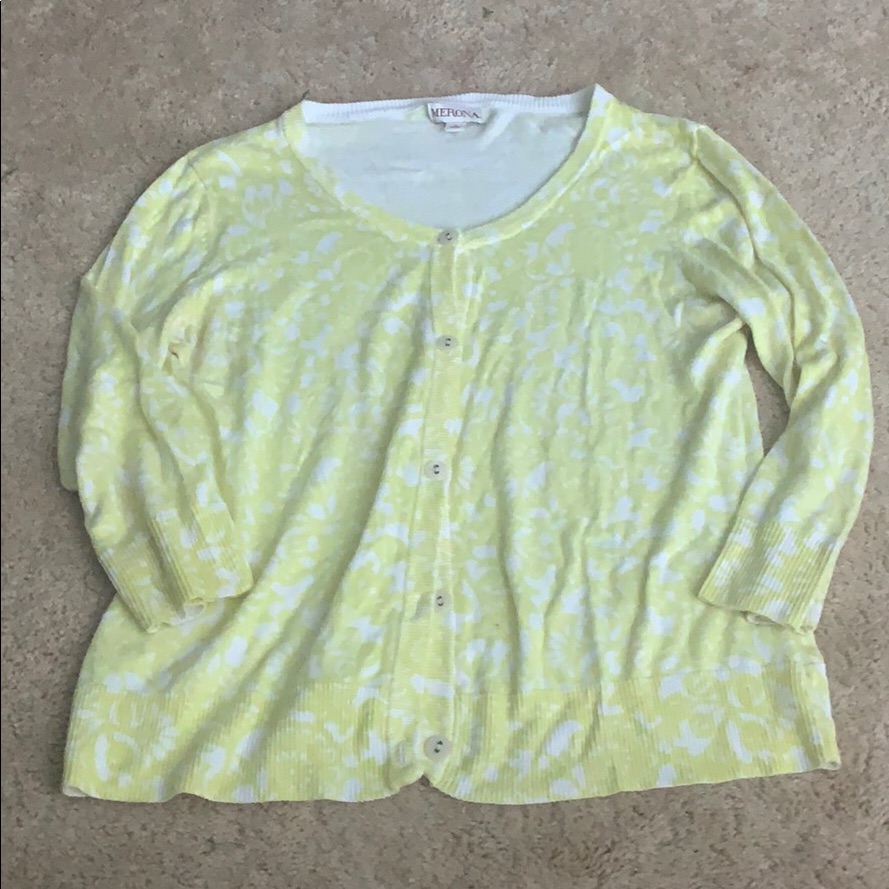Yellow And White Cardigan